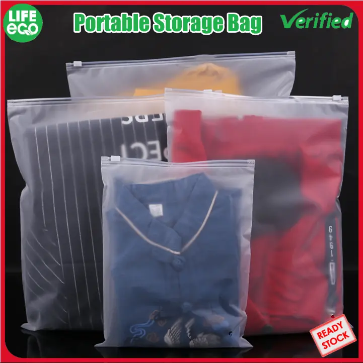LIFE ECO  Zipper Resealable Clothes Packaging Frosted Plastic Ziplock Bag Packaging Zipper  Practical Portable Storage Bag