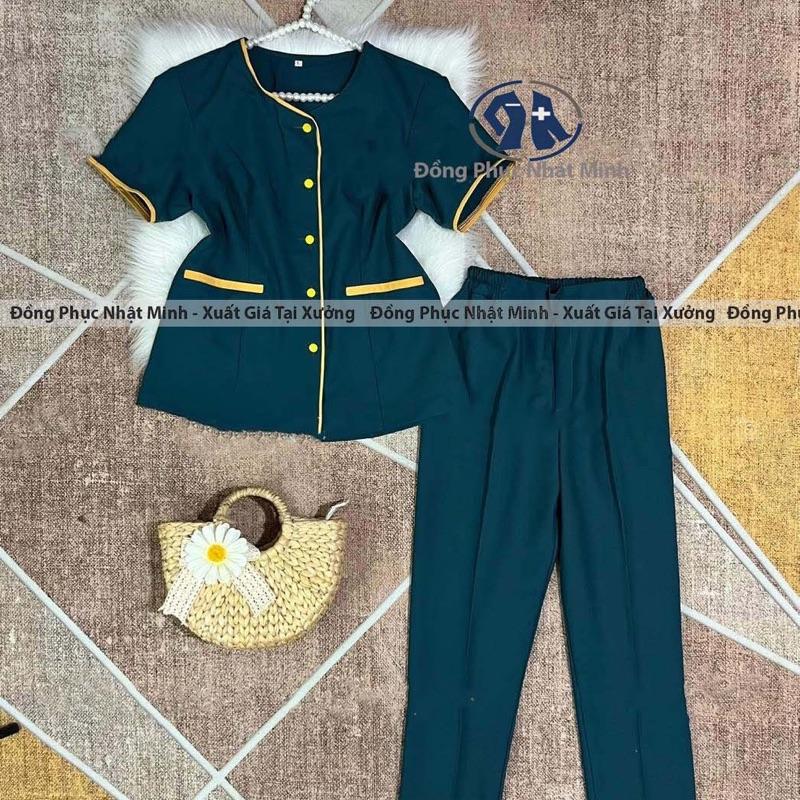 Đồng phục thẩm mỹ viện , mát xa , đồng phục spa nail vải cotton lạnh cho Nữ Women ( Áo + quân ) Top dongphuc