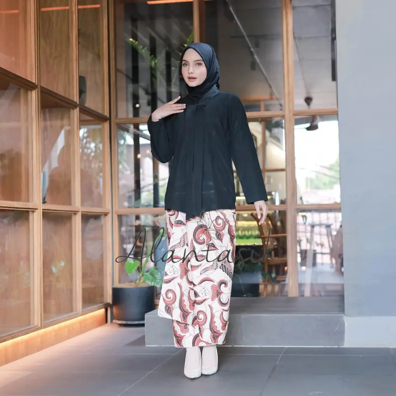 Kebaya Kartini Polos Lengan Panjang Katun Tangan Wanita Dress Dewasa 3