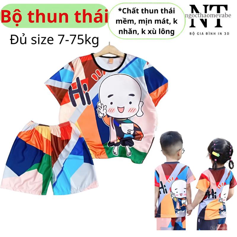 Đồ bộ thun mặc cặp, nhóm phỏng họa tiết áo Sư Minh Tuệ kiểu áo cộc tay quần đùi chất mềm, mịn, mát, k nhăn, k xù lông, k phai màu phù hợp cho bé trai,gái, & cả gia đình