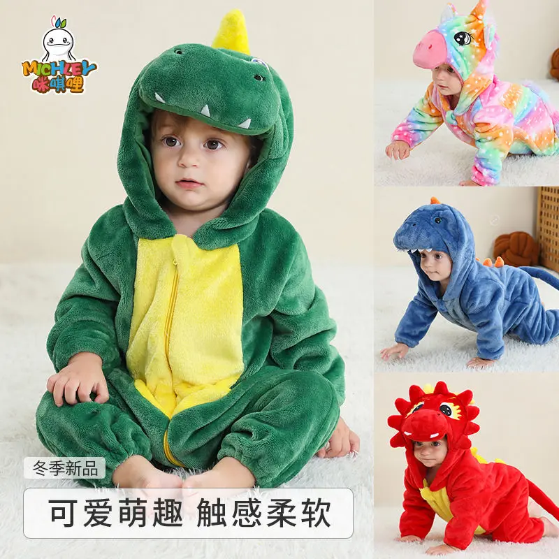 Áo Jumpsuit Quần Trẻ Em Bé Quần Áo Dày Ấm Áp Bằng vải nỉ Thích Hợp Cho Mùa Xuân Và Mùa Thu, Thiết Kế Dễ Thương Siêu Dễ Thương, Đồ Mặc Ngoài, Đồ Ngủ Động Vật, Áo Liền Quần