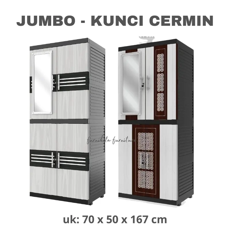 JUMBO LEMARI PAKAIAN PLASTIK NAIBA FIT FULL RAK CERMIN [NABFIT] 4