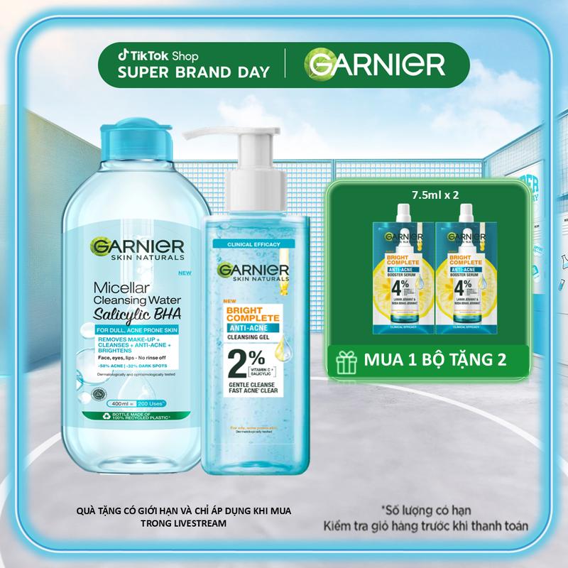 Bộ đôi Sữa rửa mặt dạng gel sạch thoáng dịu nhẹ 120ml & Nước tẩy trang dành cho da dầu m.ụn 400ml - TẶNG 2 Dưỡng chất cho da dầu m.ụn 7.5mlx2