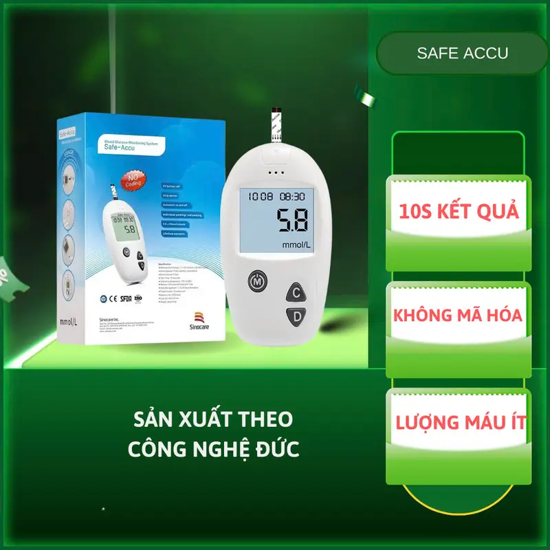 Máy Đo Đường Huyết SINOCARE Safe Accu Đo Nhanh Chính Xác Bảo Hành Trọn Đời may do duong huyet 1
