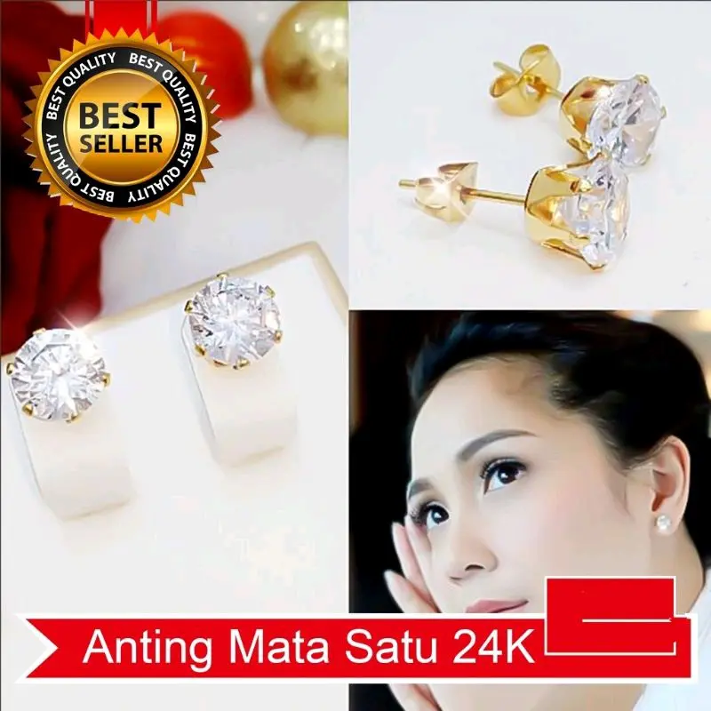 anting mata satu korea pria wanita Titanium