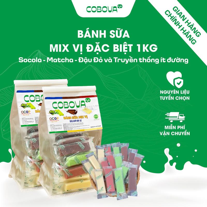 [ 500G - 1KG] Bánh Sữa Mix vị, Đặc Biệt hiệu Ba Vì Con Bò Vàng - Ăn Vặt Mix 4 Vị Matcha, Socola, Ít Đường Và Đậu Đỏ.