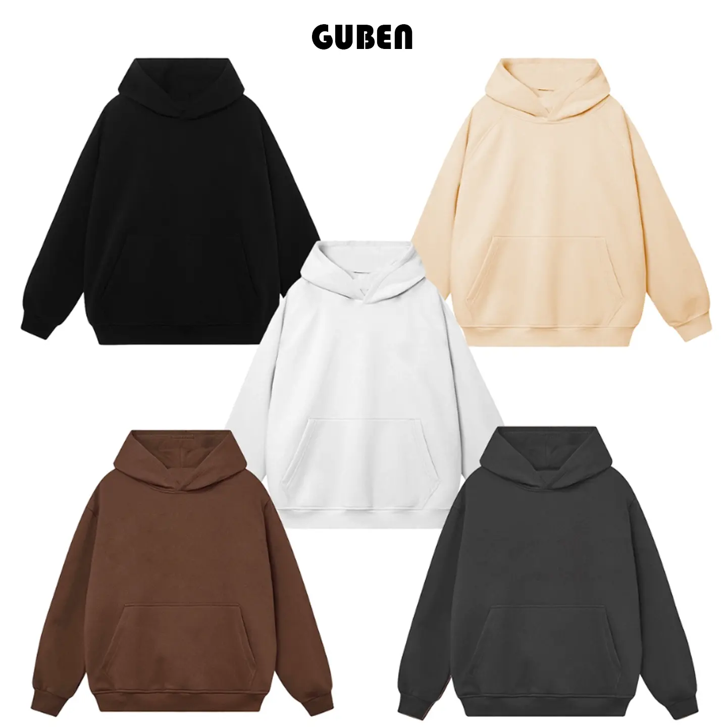 GUBEN 1989  Áo hoodie Trơn tay dài Tag Cao Su GUBEN - Nữ Women Menswear