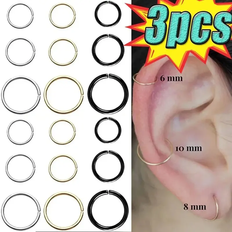 1/3pcs Metal Nose Ring Clips Multicolor Nose Stud Personality Stylish Women Men Universal Fashion Body Accessories