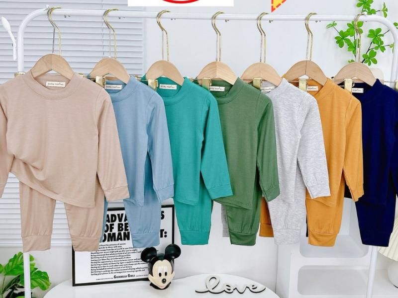 (SÉT 3 BỘ)Bộ quần áo dài tay thun lạnh cho bé, đồ bộ dài bé trai và bé gái vải cotton lạnh co giãn thấm hút mồ hôi size 10kg đến 20kg(dưới 2.5 tuổi)