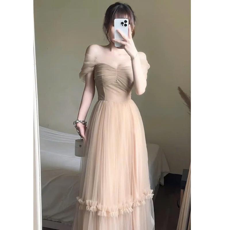 Váy Nữ Dress Công Chúa Thiết Kế Trễ Vai Dự Tiệc Phối Tơ Lưới Maxi Bồng Bềnh Nàng Thơ ChickyStore - Women 2