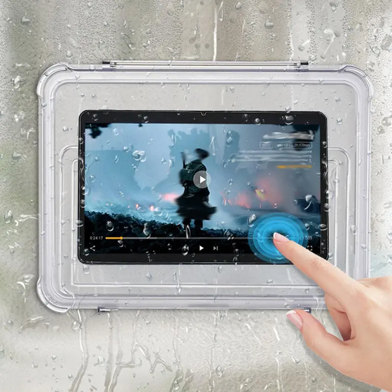 Clear Tablet Holder, Waterproof Tablet Storage Box, Rotatable Tablet Stand, Wall Mounted Tablet Holder, Tablet Accessories for Home Office 1