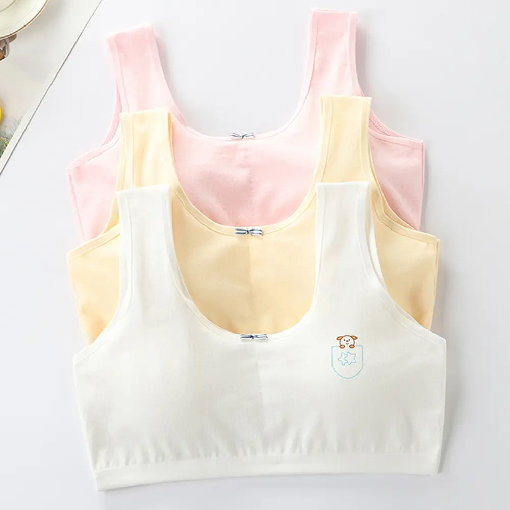 Áo Ngực Cho Thiếu Niên Và Bé Gái, Thiết Kế Hoạt Hình, Chất Liệu Cotton, Thoải Mái, Không Gọng, Không Đường May, Liền Mạch, Thích Hợp Cho Thời Kỳ Phát Triển Của Học Sinh, Áo Ngực Cho Bé Gái Và Thanh Thiếu Niên