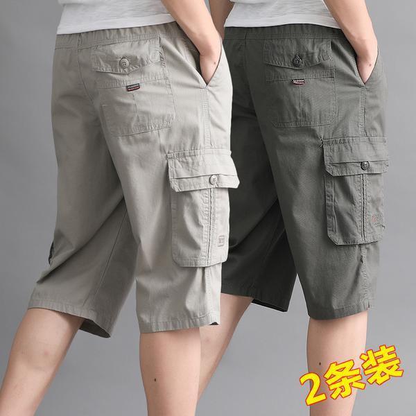 Summer Men's Casual Middle-Aged Cropped Pants Dad Workwear Shorts Middle-Aged and Elderly Cotton Loose Breeches Thin Pirate Shorts Menswear Lingerie 0