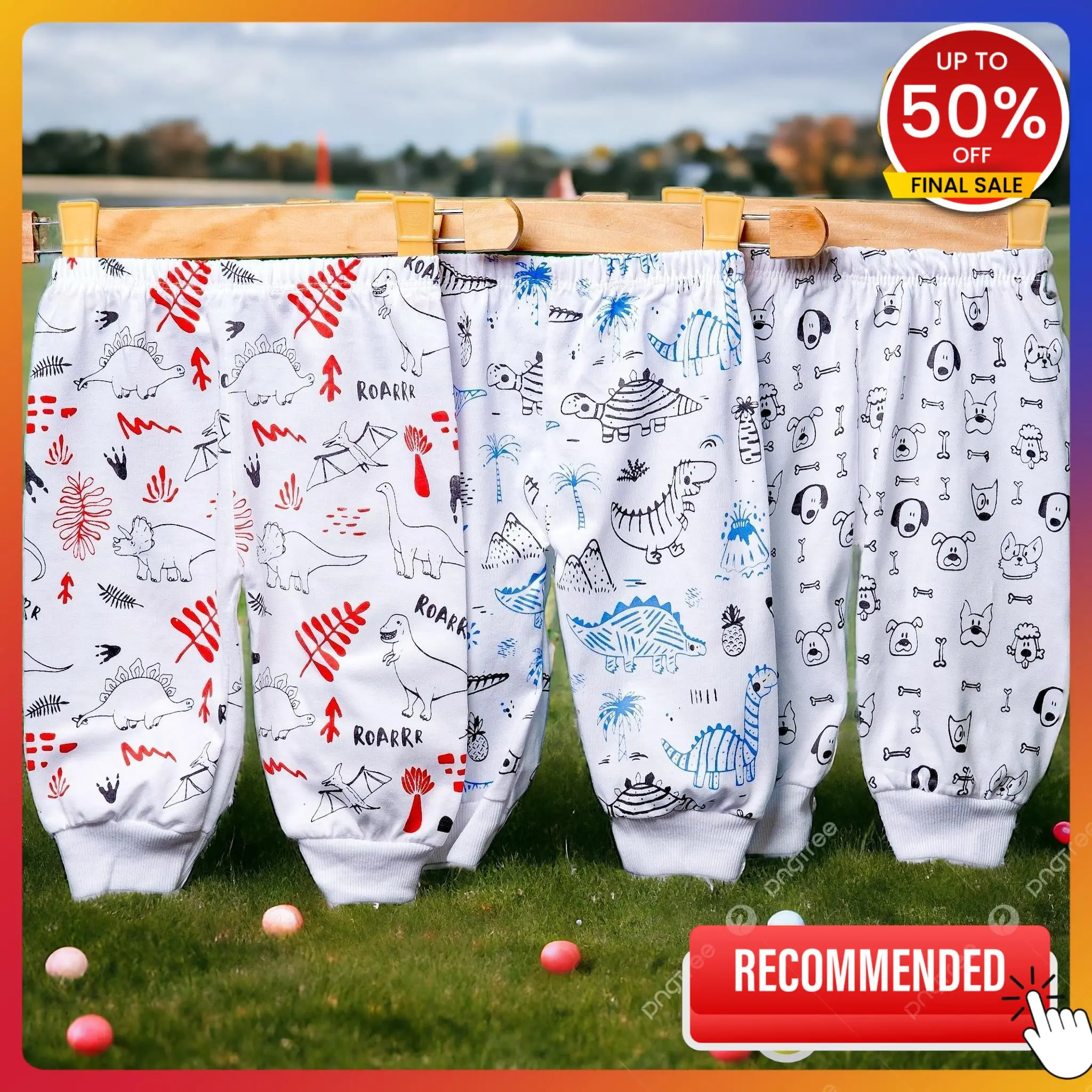 3 Pcs Single Pajama Pinted for Boys Newborn to Toddler Comfortable Breathable Cotton 0 to 4 Years Old