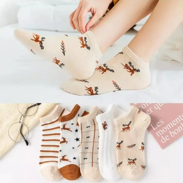KAOS KAKI WANITA PENDEK MOTIF / KAOS KAKI PANJANG SEMATA KAKI CEWEK DEWASA DAN ANAK Ankle