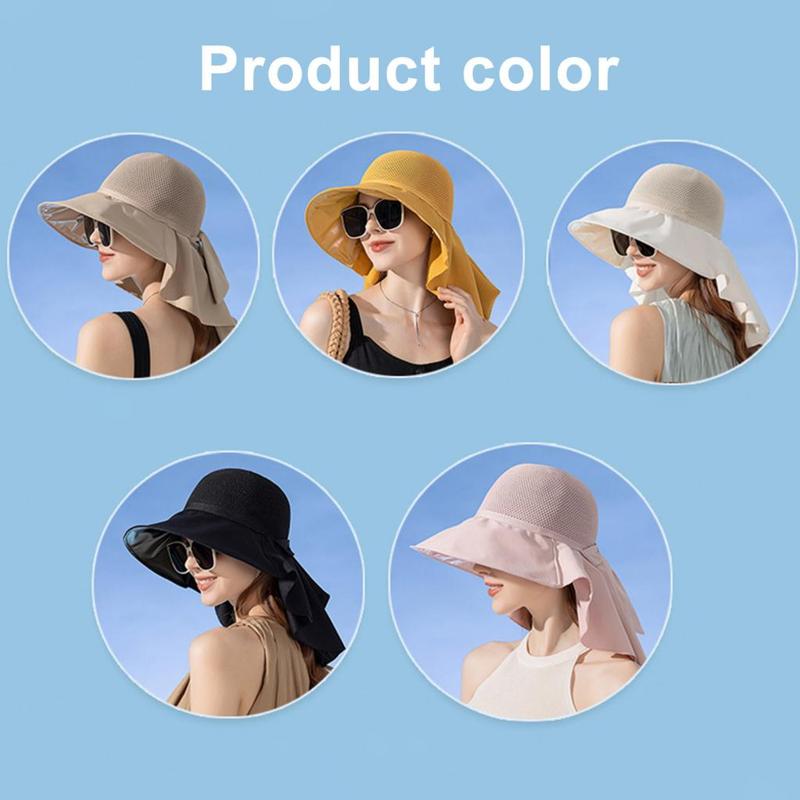 EN Sun Protection Hat Sun Hat Stylish Summer Women's Bucket Hat with Shawl for Sun Protection and Beach Travel Lightweight Breathable Wide Brim Cap for Face and Neck 5