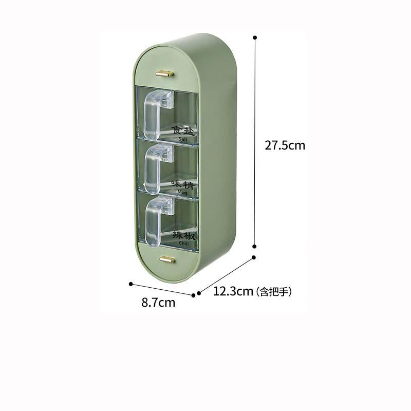 Creative and Convenient Kitchen Sugar and Salt Shaker Seasoning Container Box Household Wall-mounted Perforation-free Combination Shelf Storage Rack Spice Utensils Seasoning Box 6