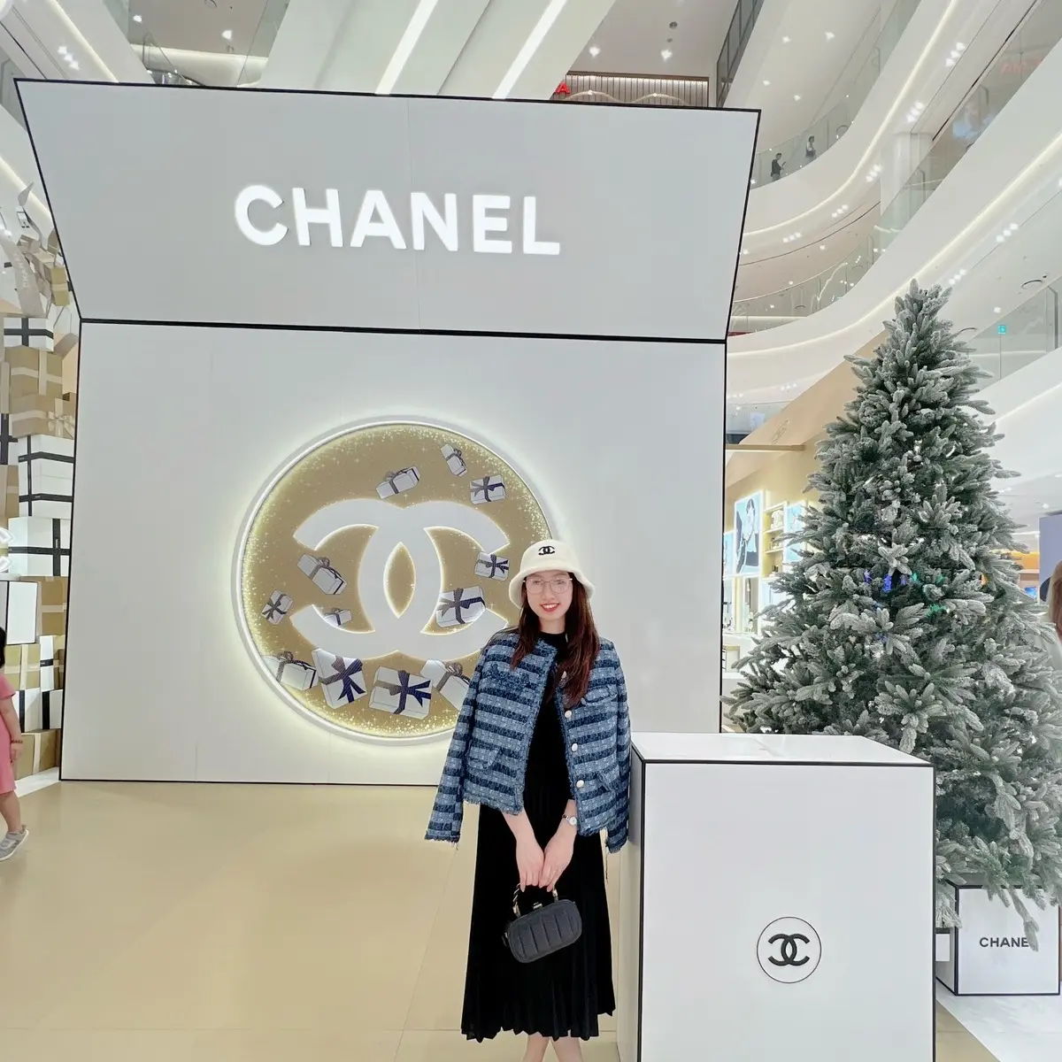 Áo dạ Tweed màu xanh sang chảnh free size