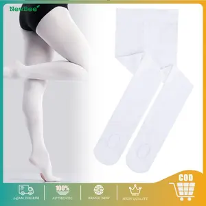 Stocking Tights Legging Foot Hole Lubang Telapak Anak Perempuan Wanita Dewasa Convertible Transition Lembut Adem Ballet Kaoskaki Menari Putih