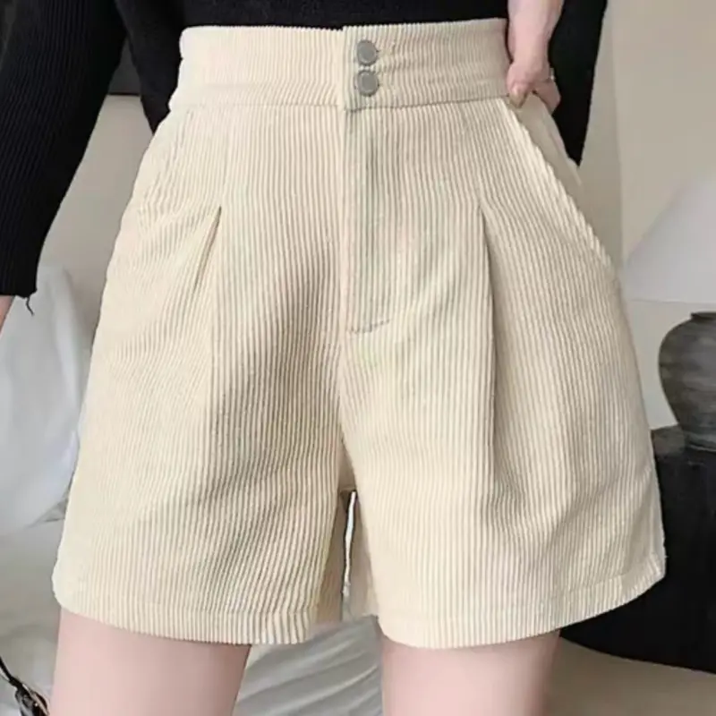 Quần Short Nhung Gân Lưng Cao Nữ Hàn Quốc Chất Liệu Nhung Gân Mềm Mịn Phù Hợp Mọi Lứa Tuổi 1