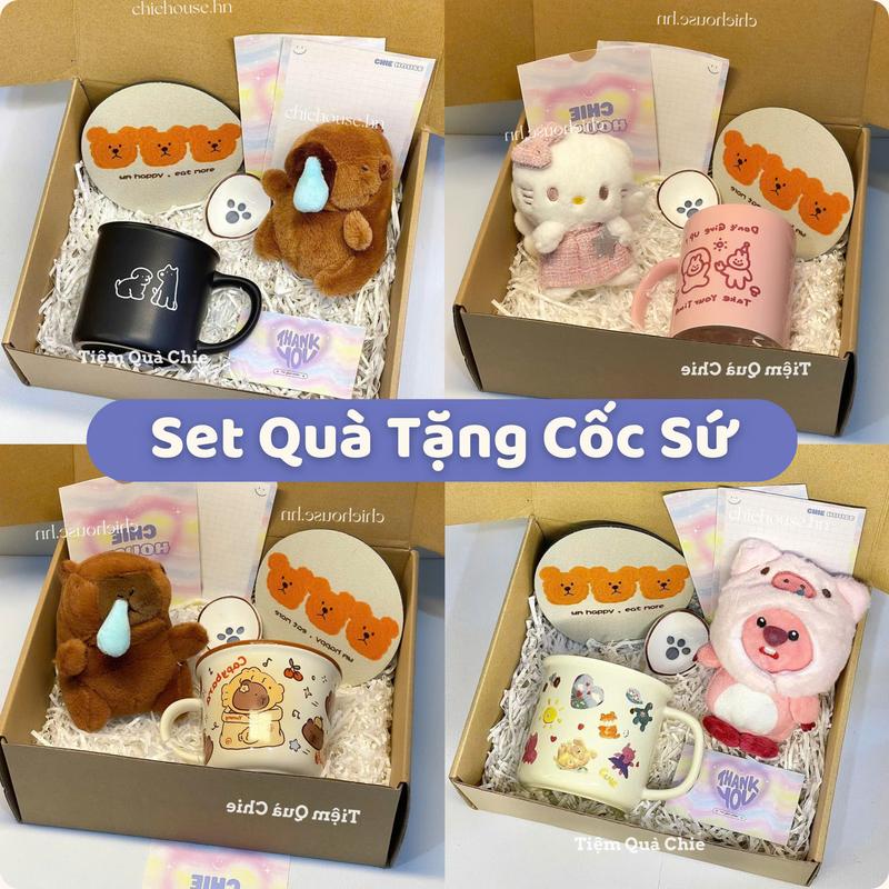 (KÈM THIỆP + HỘP QUÀ ) Set Quà Cốc Gấu Giáng Sinh Cute Tặng Người Yêu Quà Tặng Bạn Thân Lọ Chữa Lành