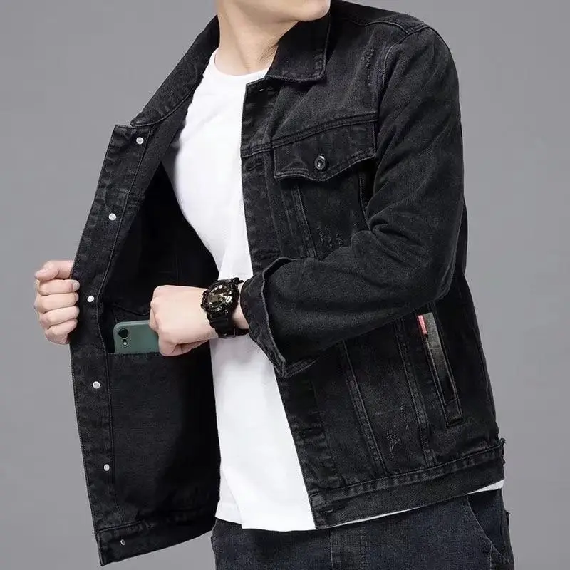 Áo Khoác Denim, Hợp Xu hướng, Dáng Ôm, Áo Khoác Nam Đẹp Trai, Xu Hướng 2025, Áo Khoác Denim Nam, Có Lông Menswear Jacket Có Túi