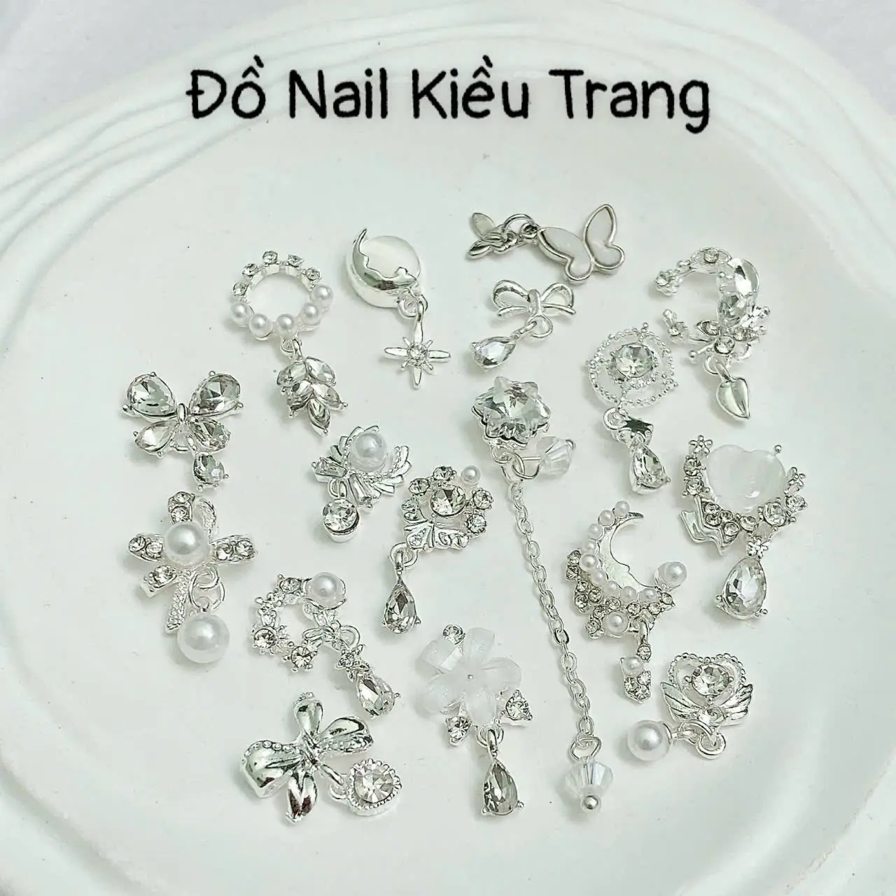 [Giá 1 viên] Charm Nail Có Móc Lủng Lẳng, Charm Dây Đá Đính Móng