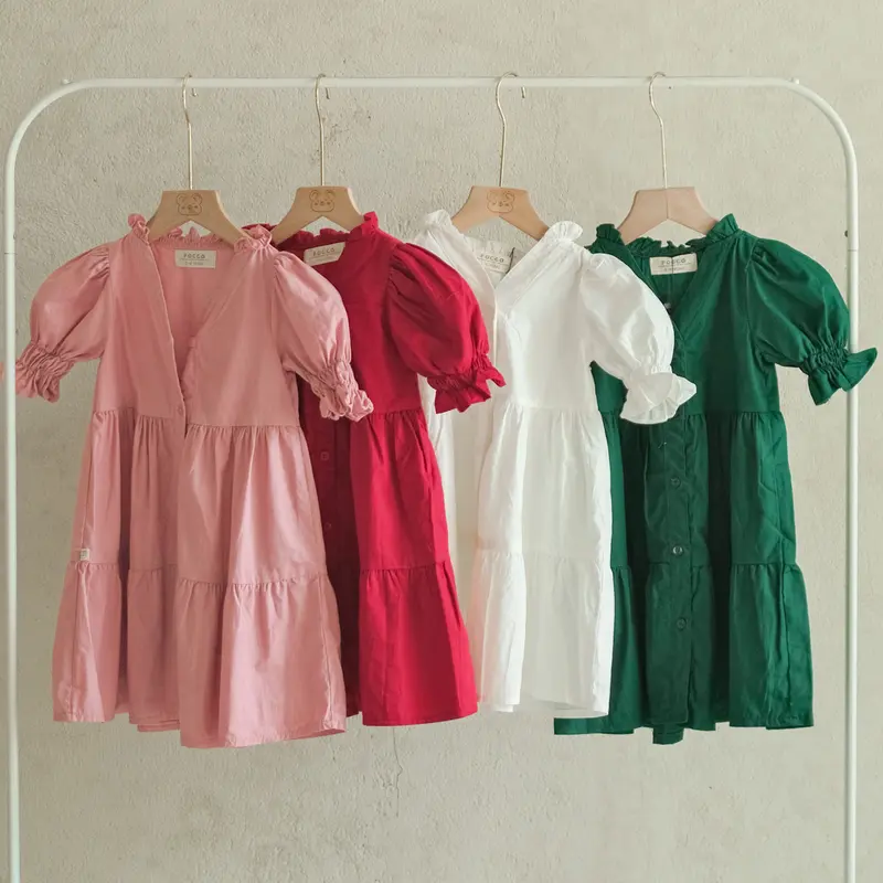 [Eclaire x Pocca] - Sylvia Dress Mom | Baju Dress Couple Mom Kids Ibu Dan Anak Lucu Warna Pastel Basic Dress 8