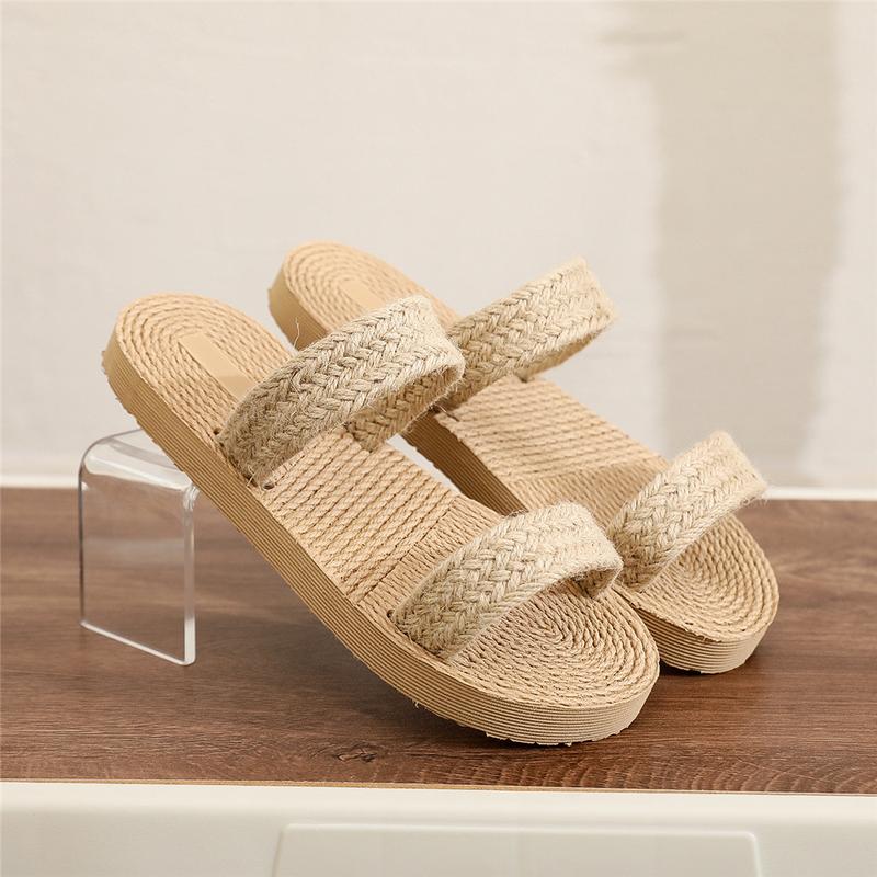 Product Introduction of Ethnic Style Imitation Straw Travel Imitation Hemp Bottom Women's Sandals Korean Fashion Outdoor Slippers Fashion Beach Girl Slippers 4