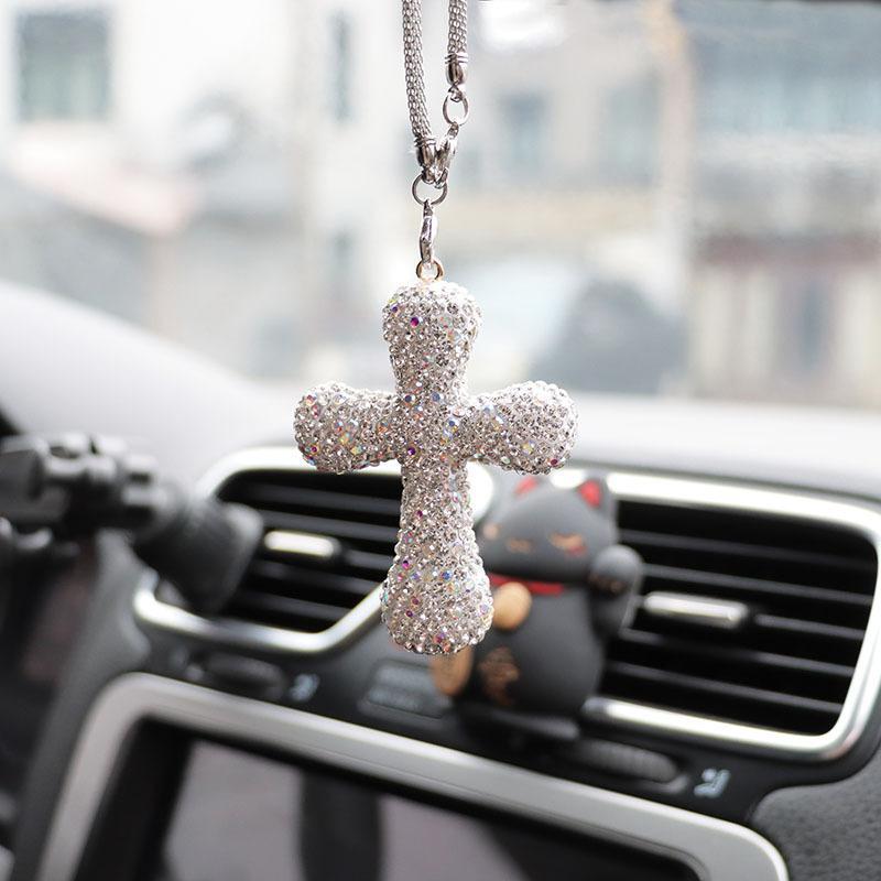 Rhinestone Decorated Car Interior Hanging Ornament, Car Rearview Mirror Pendant, Universal Car Interior Decoration Accessories 3