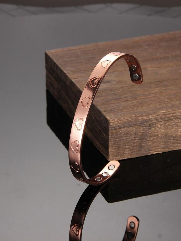 Women's Street Trend Heart Design Cuff Bangle Bracelet, Trendy Vintage Matching Bracelet, Chic Retro Jewelry As Gift for Girlfriend, Valentine's Day, Gift 7