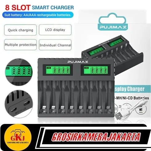 Charger Baterai 8 Slot Dual LCD for AA AAA Led LCD Display Charger