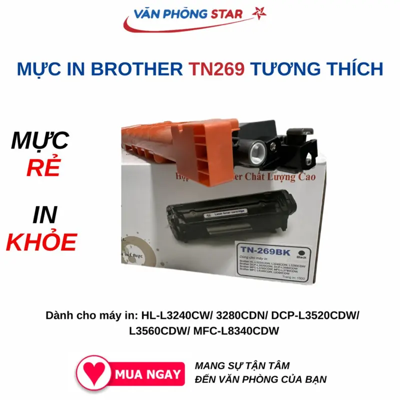 Hộp mực in Brother TN269 tương thích (CÓ CHIP) cho máy in HL-L3240CW/ 3280CDN/ DCP-L3520CDW/ L3560CDW/ MFC-L8340CDW 3
