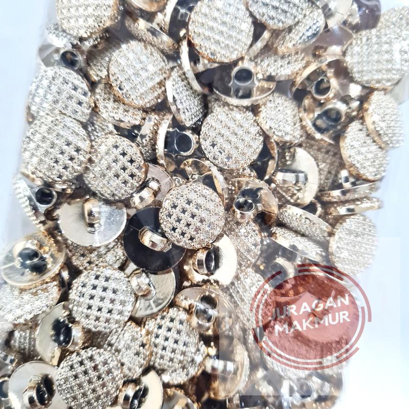 [140pcs] Kancing Baju Jamur Bulat Mengkilap Ukuran 24L 28L Rosegold - Kancing Blouse Jamur Bulat Motif Mengkilap 15mm 18mm Isi 140pcs 1