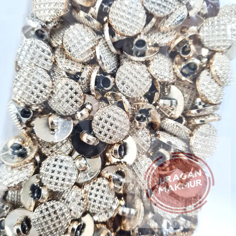 [140pcs] Kancing Baju Jamur Bulat Mengkilap Ukuran 24L 28L Rosegold - Kancing Blouse Jamur Bulat Motif Mengkilap 15mm 18mm Isi 140pcs 1
