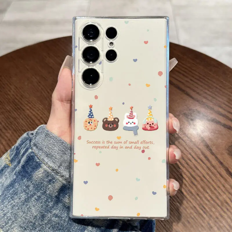 Cartoon creative cookies  Galaxy S24ultra phone case silicone s23all inclusive s22anti drop transparent