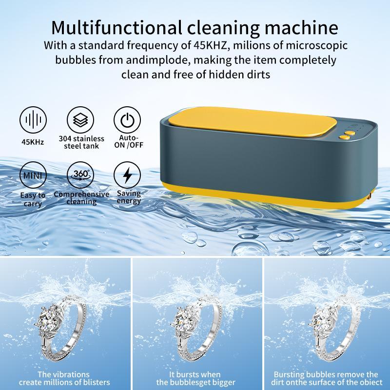Portable Rechargeable Cleaner, High Frequency Vibration Cleaning Machine, Multi-functional Cleaner for Jewelry, Glasses, Watches, Braces Dentures 4