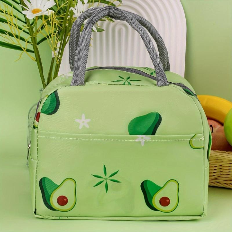 Product Introduction of Avocado Pattern Lunch Box Storage Bag, 1 Count Portable Lunch Bag with Handle, Home Organizers For Daily Use 14