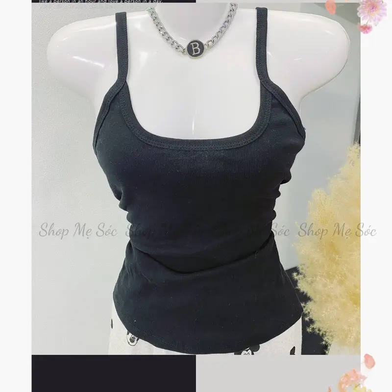 Áo hai dây nữ bản nhỏ , chất Cotton trơn bassic, chất mát lạnh cho nữ co giãn 3