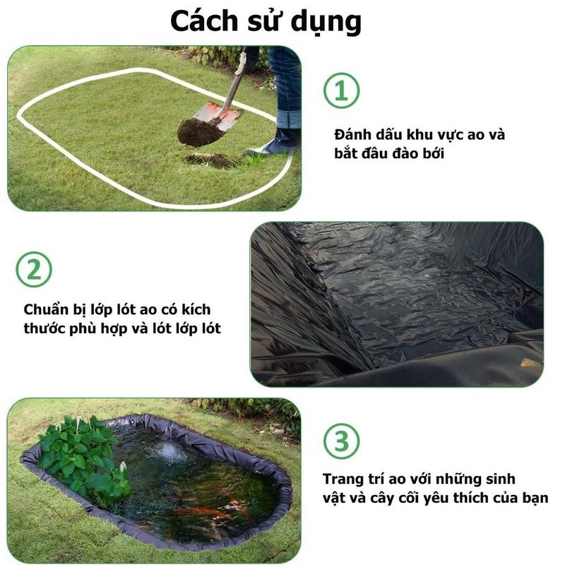 Product Introduction of Bạt hdpe lót hồ nuôi cá koi, bạt lót hồ chứa nước, hồ cảnh quan khổ 5m dày 3zem(0.3mm) bền 10 năm 4