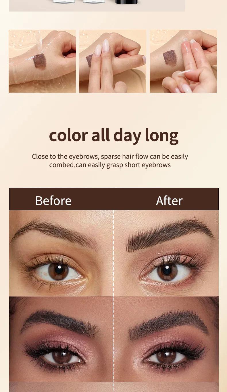 Product Introduction of Double-Headed Dyed Eyebrow Long-Lasting Setting Liquid Not Smudge Waterproof and Sweat-Proof Eyebrow Cream Makeup Cosmetic 12