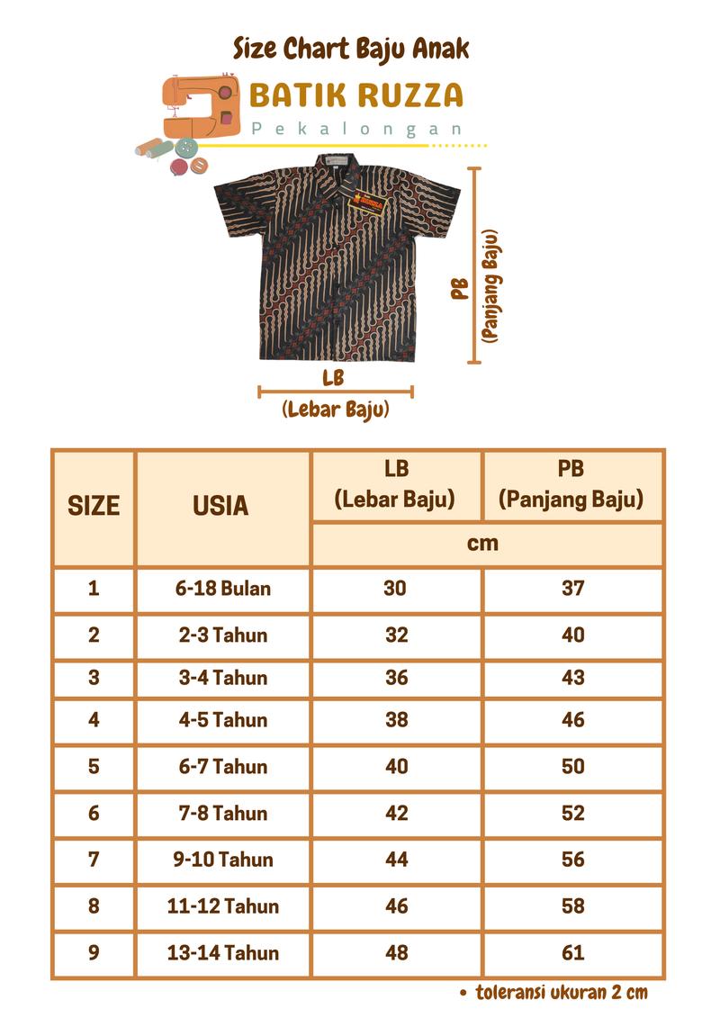 Product Introduction of RUZZA Batik Kemeja Anak Laki Ukuran 0-15 Tahun Motif Kate Sage Navy Abu 0
