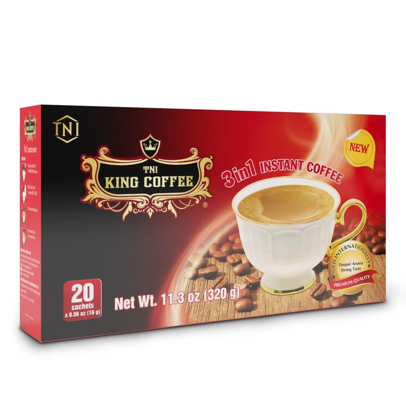 Cà Phê Hòa Tan 3IN1 KING COFFEE - Hộp 20 gói x 16g - Từ hạt café Arabica và Robusta