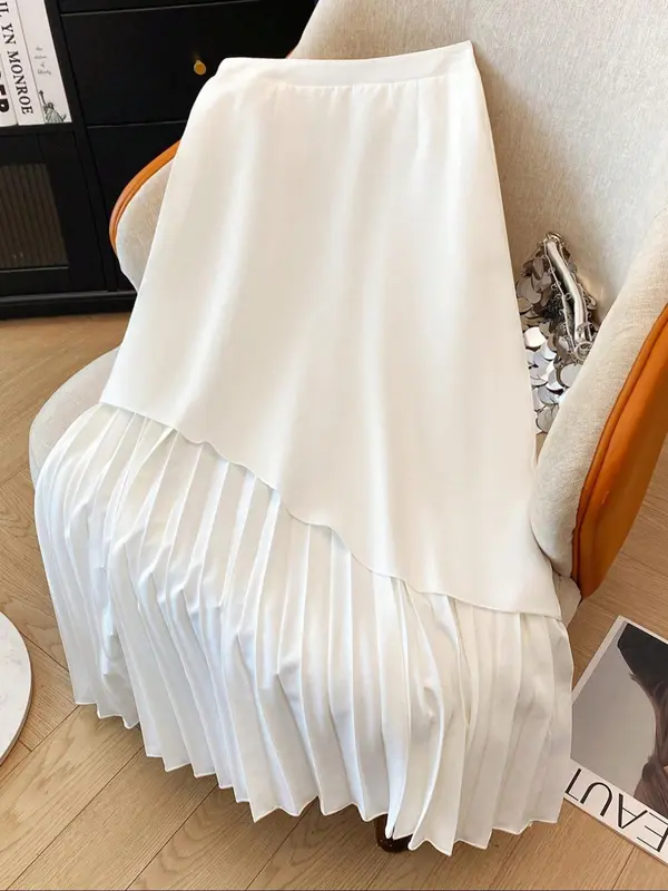 Women's Solid Color Skirt, Elegant Fashion Casual Skirt for Daily Outdoor Wear, Ladies Bottoms for Summer 1