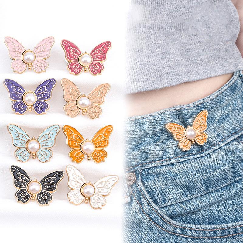 Khóa Thắt Lưng Hình Bướm, Dành Cho Váy Và Quần Jean Nữ, Kẹp Thắt Lưng Có Thể Điều Chỉnh Nút Thu Nhỏ Thắt Lưng, Ghim Kim Loại, Phụ Kiện Quần Áo, 1 Đôi 0
