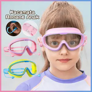 Kacamata renang anak anti-kabut UV + penutup kacamata