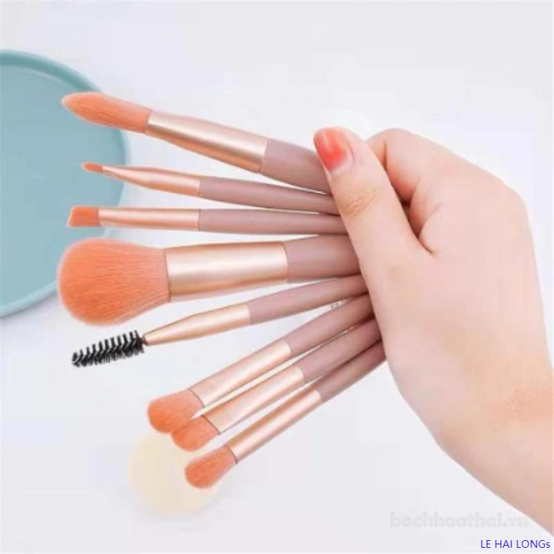 LE HAI LONGs Bộ Cọ Trang Điểm 8 Món Kèm Túi zip, Bộ Cọ Lông Mềm Đánh Phấn mắt, Tạo Khối Cá Nhân Chuyên Dụng 8