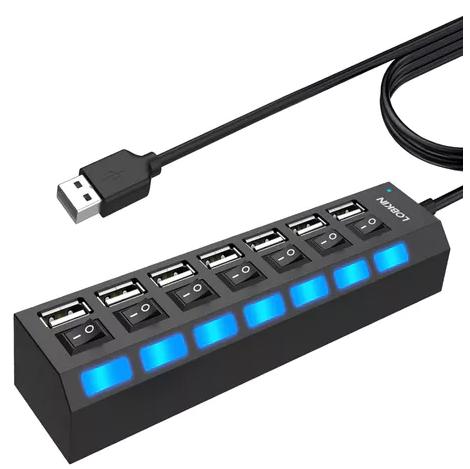 Bộ Chia 7 Cổng USB 2.0 Có Đèn LED Cho Laptop PC