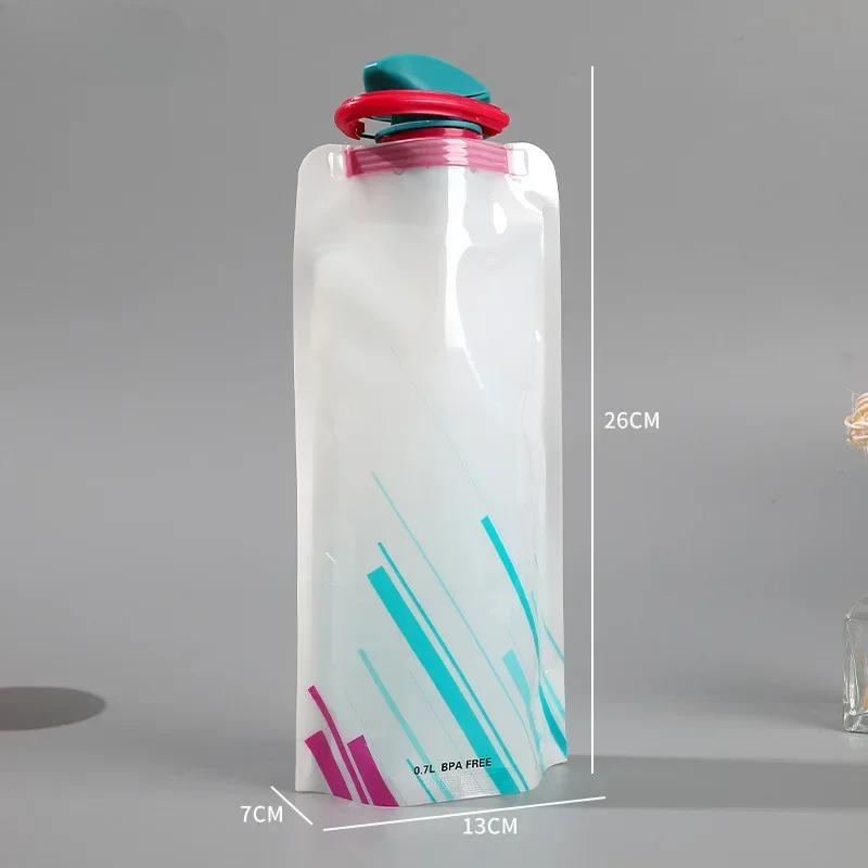 Product Introduction of Outdoor Cycling Water Bottle Suction Nozzle Portable Water Cup PE Plastic Folding Water Bag  Storage Bag with Handle 2