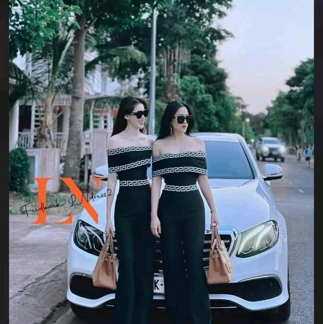 jumpsuit ống suôn dài nữ phối hoa văn chất U Mi  mềm mịn co giãn Women  Đen
